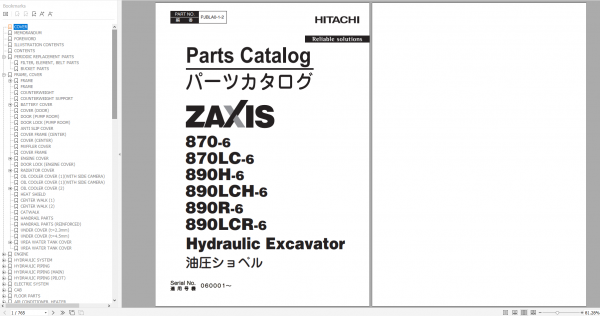Hitachi Hydraulic Excavator ZX Series 2022 PDF Technical Manual Part Catalog Workshop Manual Circuit Diagram DVD 6