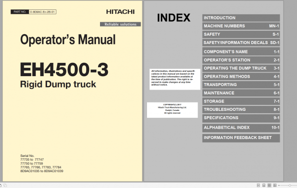 Hitachi Rigid Dump Truck EH 2022 PDF Technical Manual Part Catalog Circuit Diagram DVD 293c6ca2f6245b202