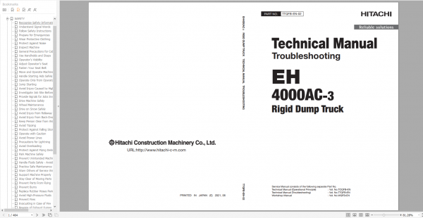 Hitachi Rigid Dump Truck EH 2022 PDF Technical Manual Part Catalog Circuit Diagram DVD 3ab47de36928c8bc8