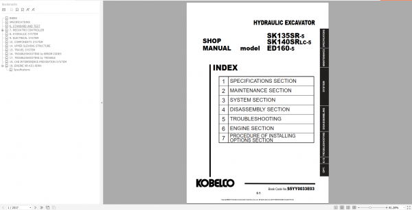 Kobelco Hydraulic Excavator SK135SR SK140SRLC ED160 5 ANZ 2018 Shop Manual S5YY0033E03 1