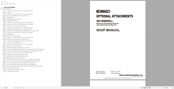 Kobelco Hydraulic Excavator SK135SRD 5 Shop Manual S5YY6229E01 1