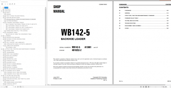 Komatsu Backhoe Loaders 2022 Shop Manual Repair Maintenance Manual 1 1