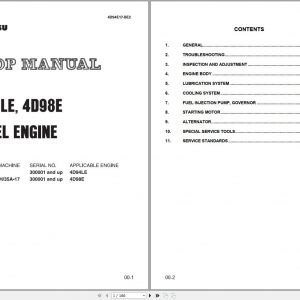 Komatsu Dielsel Engine 4D94LE 4D98E 300001 up Shop Manual 4D94E17 BE2 1
