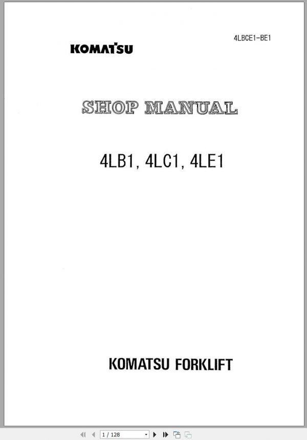 Komatsu Dielsel Engine 4LE1 Shop Manual 4LBCE1 BE1 1