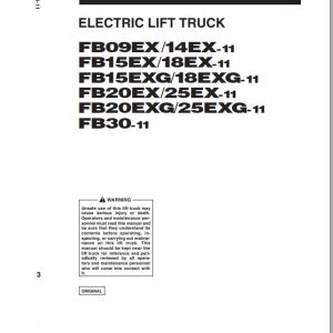 Komatsu Electric Reach Truck FB14EXF 11 M191 807001 up Operation Maintenance Manual TEN00568 03 1