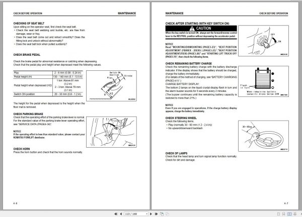 Komatsu Electric Reach Truck FB14EXF 11 M191 807001 up Operation Maintenance Manual TEN00568 03 2