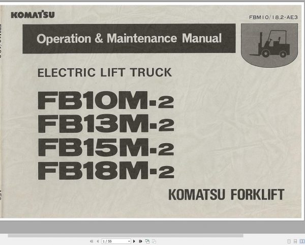 Komatsu Forklift FB10M 2 2001 up Operation Maintenance Manual FBM10 18 1