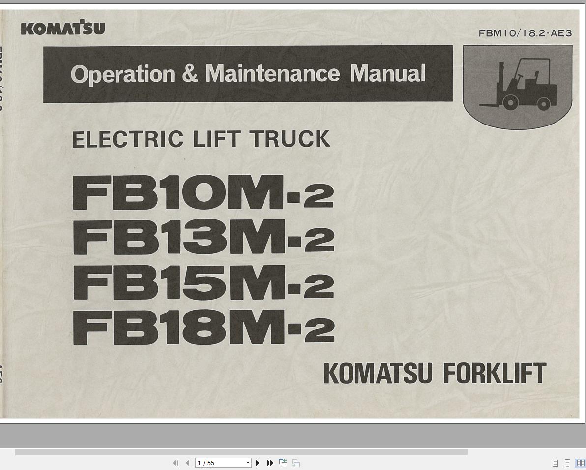 Komatsu Forklift FB10M 2 2001 up Operation Maintenance Manual FBM10 18 1