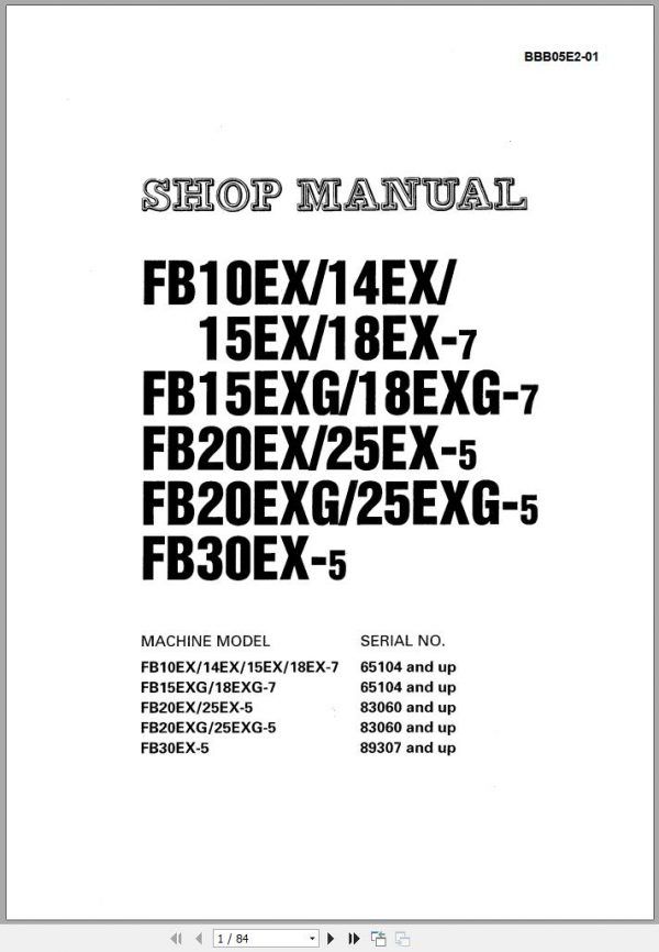Komatsu Forklift Truck FB18EX 7 65104 up Shop Manual BBB05E2 01 1