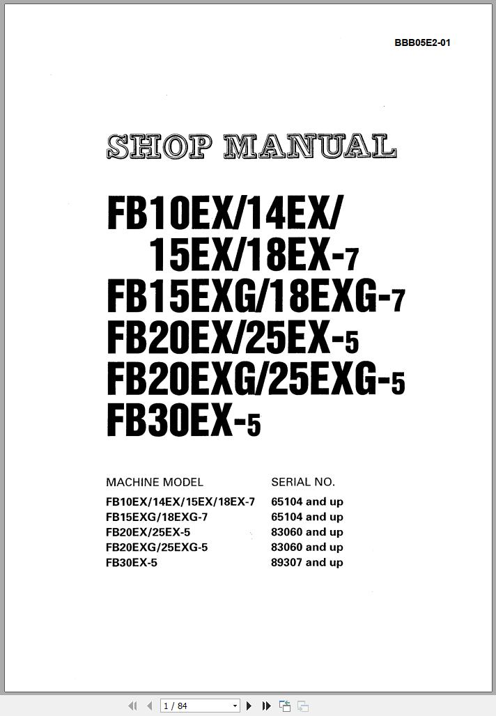 Komatsu Forklift Truck FB18EXG 7 65104 up Shop Manual BBB05E2 01 1