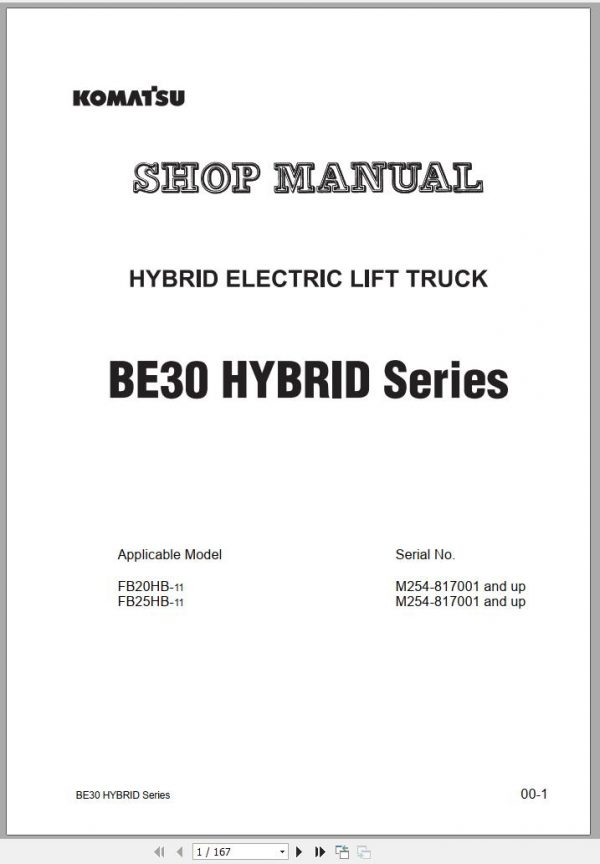 Komatsu Forklift Truck FB20HB 11 M254 817001 up Shop Manual BHB11E1 02 1