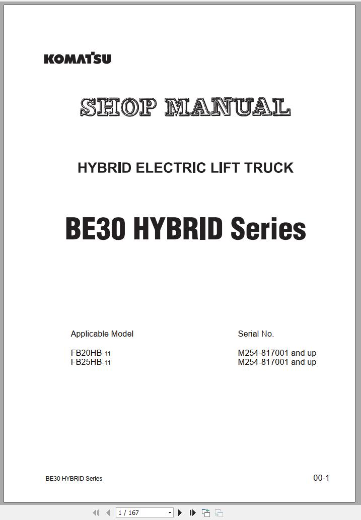 Komatsu Forklift Truck FB20HB 11 M254 817001 up Shop Manual BHB11E1 02 1