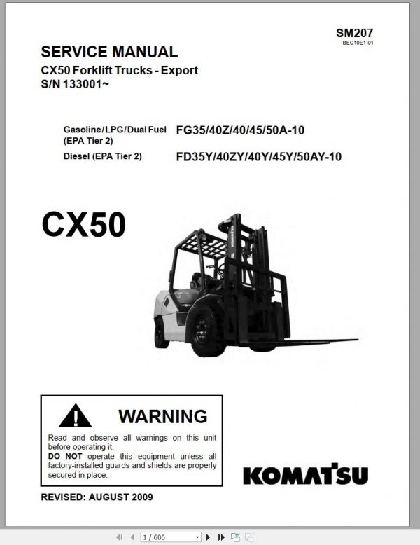Komatsu Forklift Truck FD35Y 10 Shop Manual SM207 1