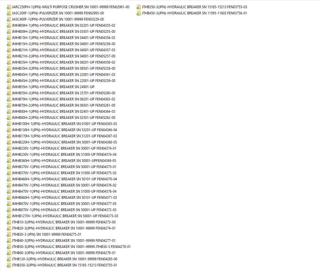 Komatsu Part Book PDF HYDRAULIC BREAKER Attachments CD