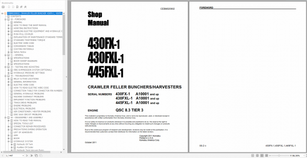 Komatsu Track Feller Buncher Harvesters 2022 PDF Shop Manual Operator Maintenance Manual Circuit Diagram 1