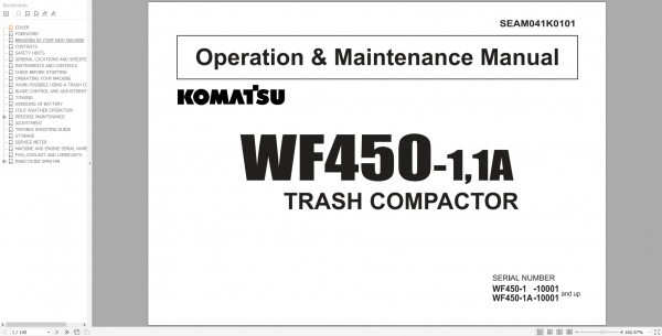 Komatsu Trash Compactors 2022 PDF Shop Manual Operator Maintenance Manual 1