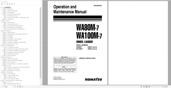 Komatsu Wheel Loader 2022 PDF Shop Manual Operator Maintenance Manual 1