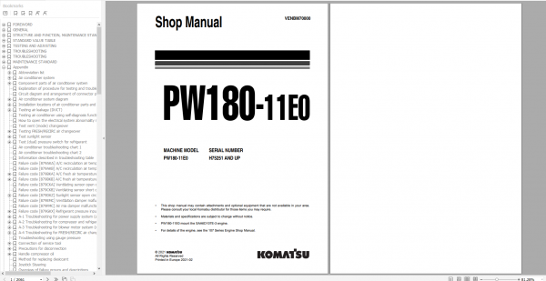 Komatsu Wheeled Excavator 2022 1.54GB PDF Shop Manual Operator Maintenance Manual 5