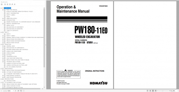 Komatsu Wheeled Excavator 2022 1.54GB PDF Shop Manual Operator Maintenance Manual 6