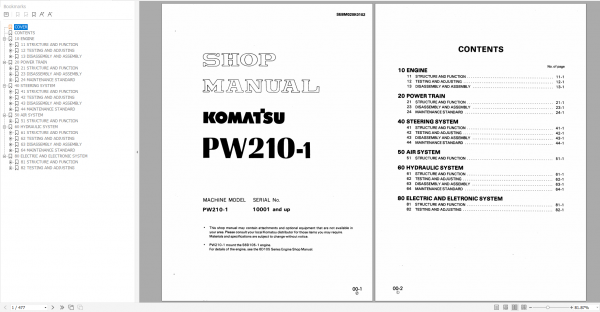 Komatsu Wheeled Excavator 2022 1.54GB PDF Shop Manual Operator Maintenance Manual 8
