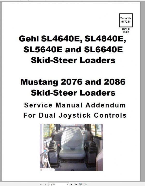 Mustang 2076 2086 Dual Joystick Controls Service Manual 917231 REVB 1