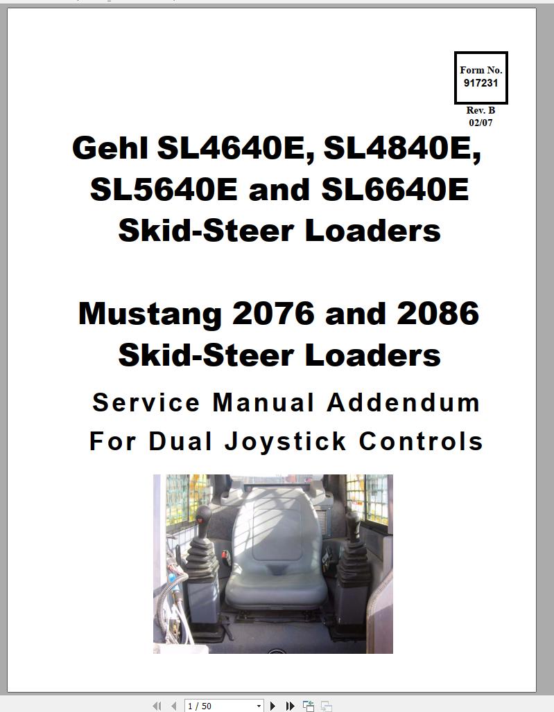 Mustang 2076 2086 Dual Joystick Controls Service Manual 917231 REVB 1