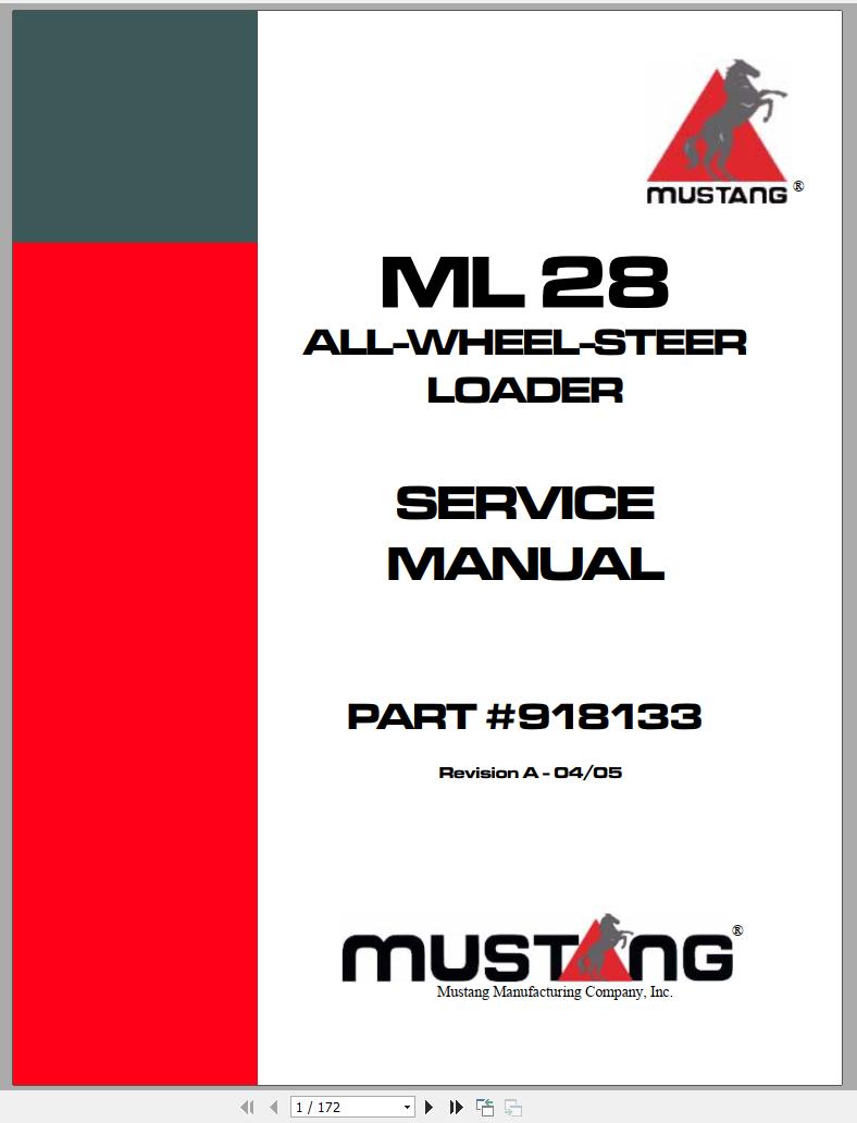 Mustang All Wheel Steer Loader ML28 Service Manual 918133 04 1