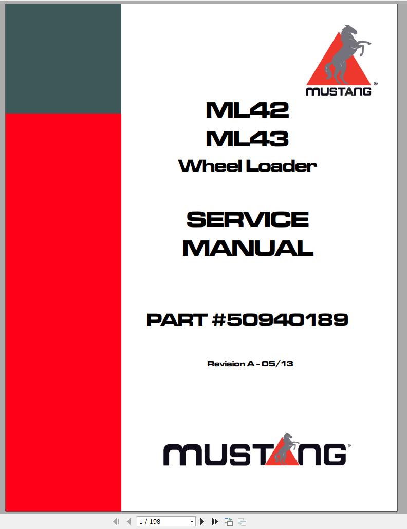 Mustang All Wheel Steer Loader ML42 ML43 Service Manual 50940189A 05 1