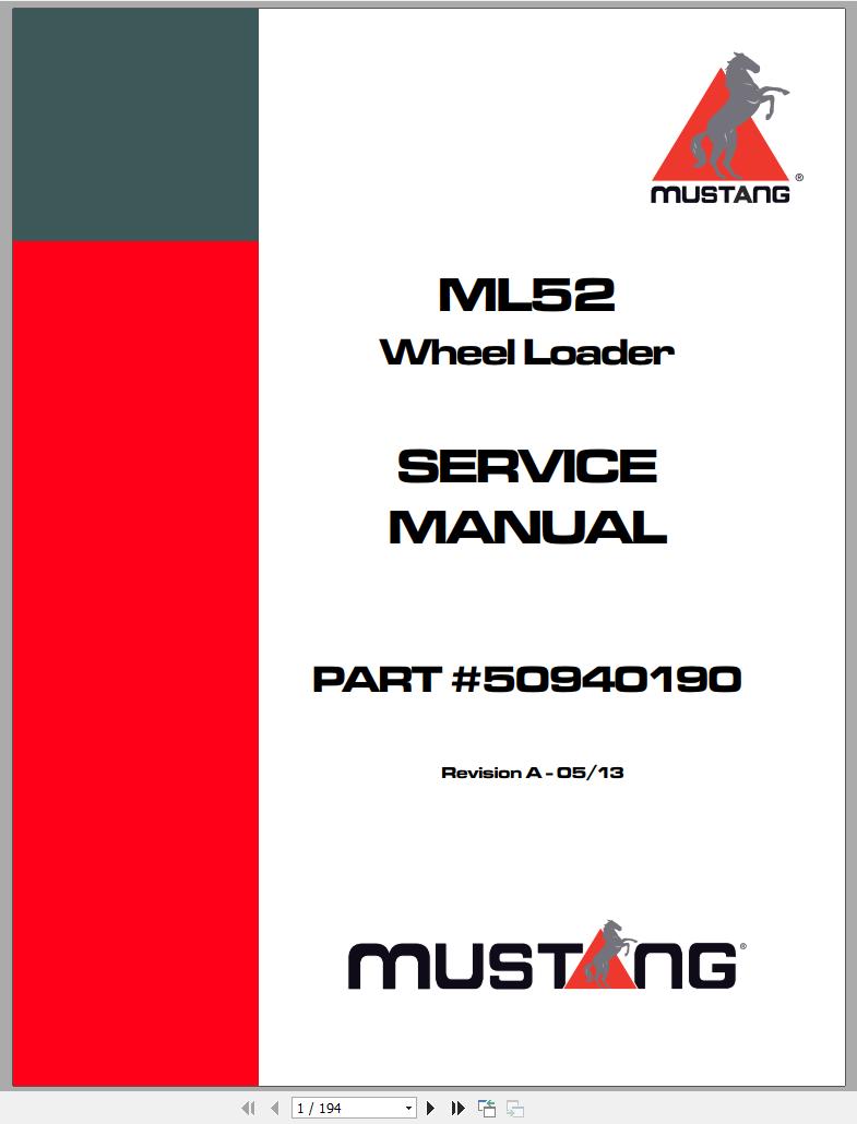 Mustang All Wheel Steer Loader ML52 Service Manual 50940190A 05 1