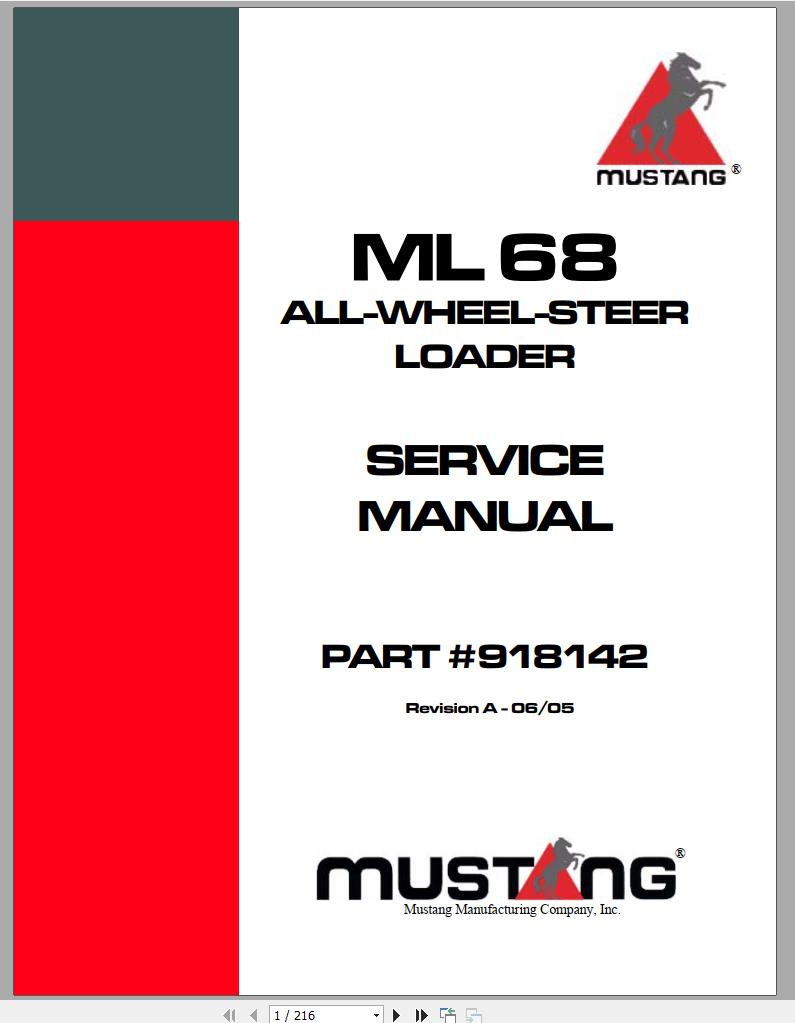 Mustang All Wheel Steer Loader ML68 Service Manual 918142 06 1