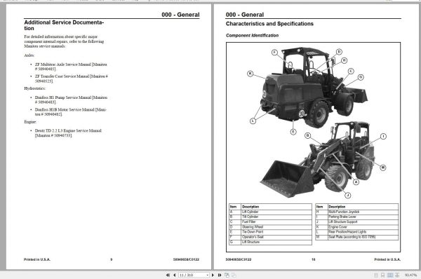 Mustang Articulated Loader AL550 AL508 MLA 5 60 Service Manual 50940658C 01 2