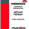 Mustang Compact Excavator ME6003 Service Manual 918175 06 1