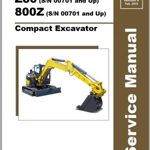 Mustang Compact Excavator Z80 800Z SN 00701 00900 Service Manual 50940321A 02 1