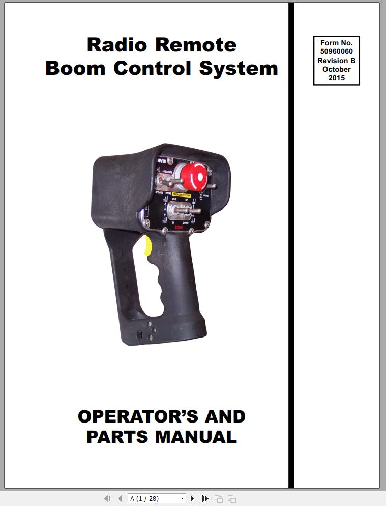 Mustang Radio Remote Boom Control System with Black Transmitter Parts Manual 50960060B 1