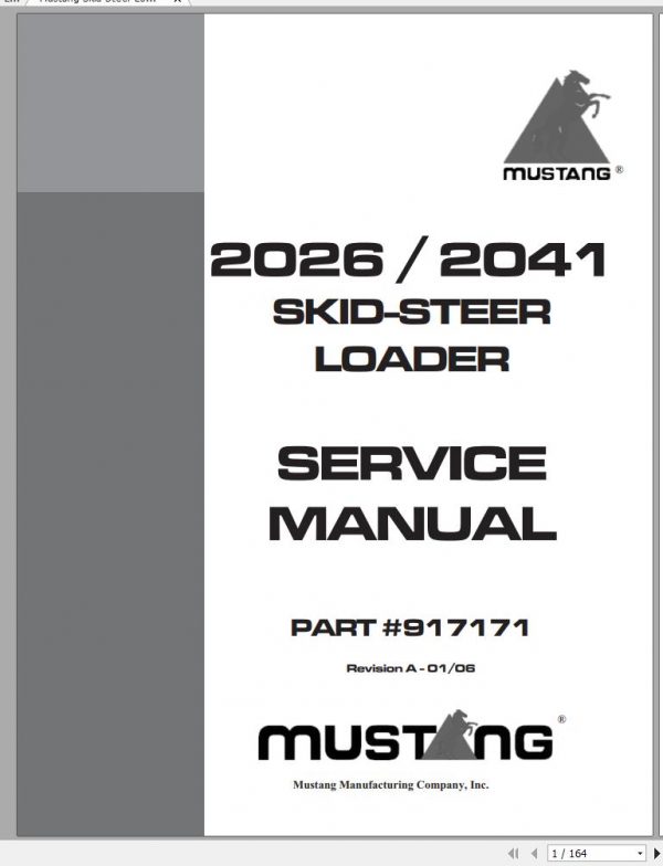 Mustang Skid Steer Loader 2026 2041 Service Manual 917171 01 1