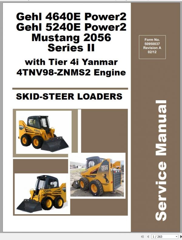 Mustang Skid Steer Loader 2056 Series II SN 003301 Up Service Manual 50950037 02 1