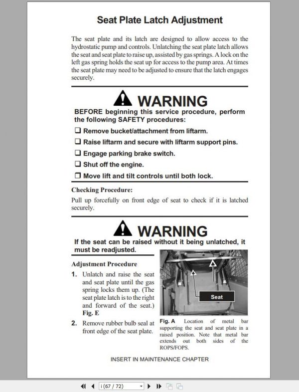 Mustang Skid Steer Loader 2064 2074 Operators Manual 000 27026A 1