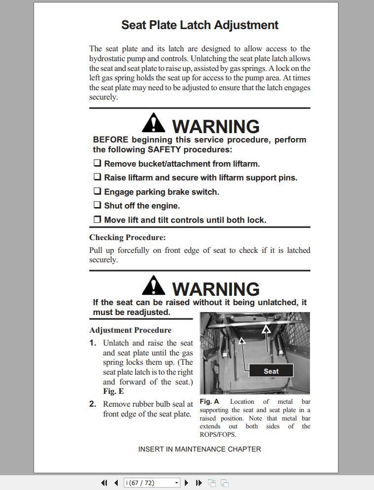 Mustang Skid Steer Loader 2064 2074 Operators Manual 000 27026A 1