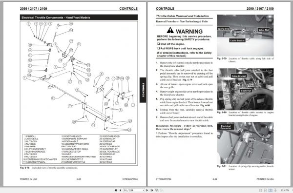 Mustang Skid Steer Loader 2099 2107 EU 2109 SN 802900 Before Service Manual 917036 2