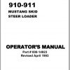 Mustang Skid Steer Loader 910 911 Operators Manual 000 14923B 1