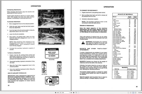 Mustang Skid Steer Loader 910 911 Operators Manual 000 14923B 2