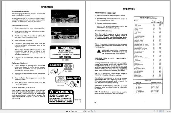 Mustang Skid Steer Loader 920 921 930A Operators Manual 000 59895A 2