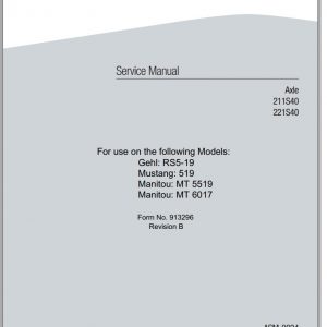 Mustang Telehandler 519 Dana 211S40 221S40 Axle Service Manual 913296B 1