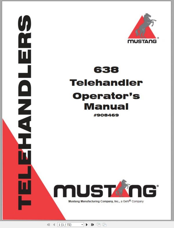 Mustang Telehandler 638 Operators Manual 908469A 1