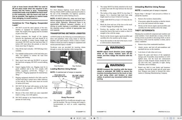 Mustang Telehandler 642 844 1055 Operators Manual 913326B 11 2