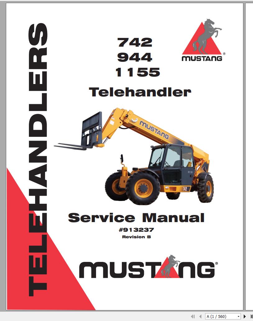 Mustang Telehandler 742 744 944 1155 Service Manual 913237B 1