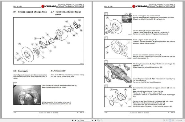 Mustang Telehandler 742 944 1155 Carraro 26.48 Axle Maintenance Repair Manual 908496 2