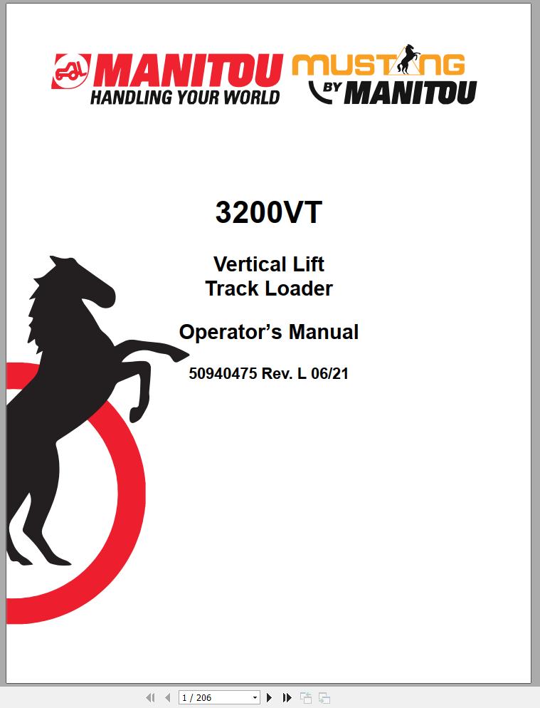 Mustang Track Loader 3200VT Operators Manual 50940475L 06 1