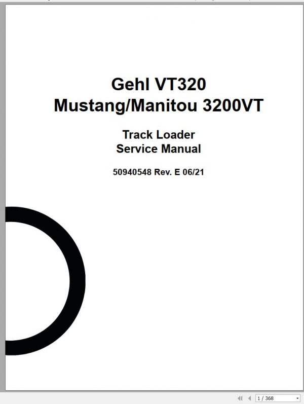Mustang Track Loader 3200VT Service Manual 50940548E 06 1