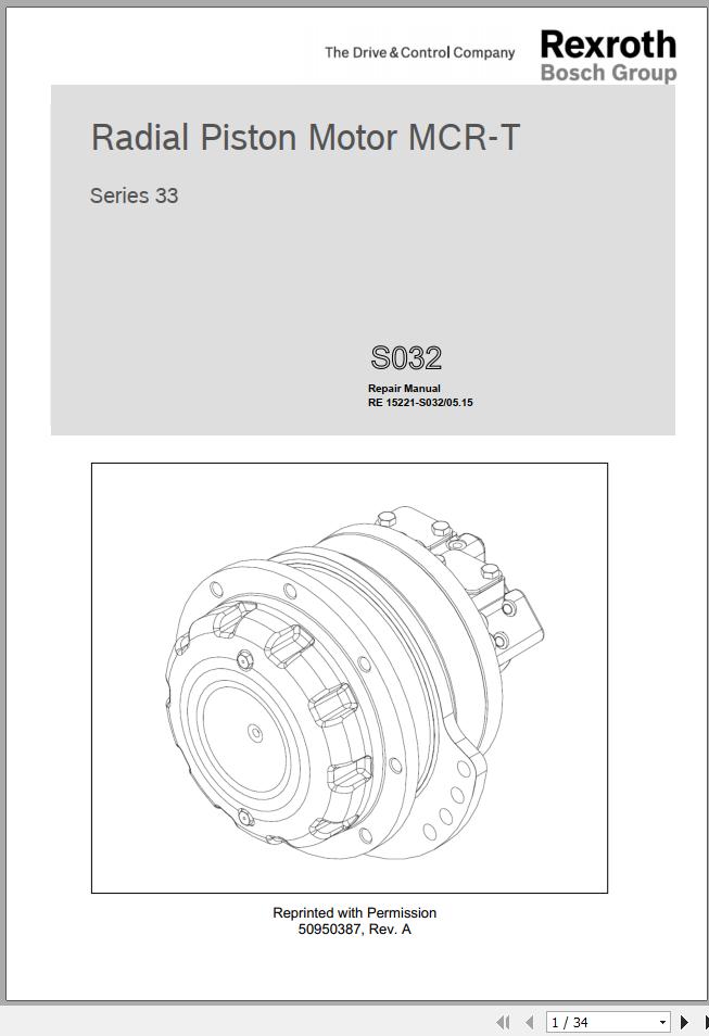 Rexroth Motor MCRT Series 33 S032 Repair Manual 50950387